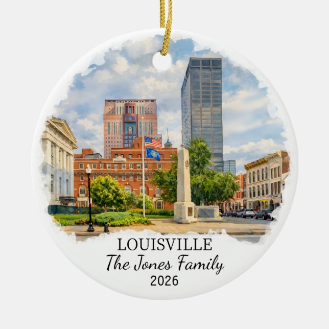 Adorno De Cerámica Personalized Louisville Ornament, Custom Kentucky (Frente)