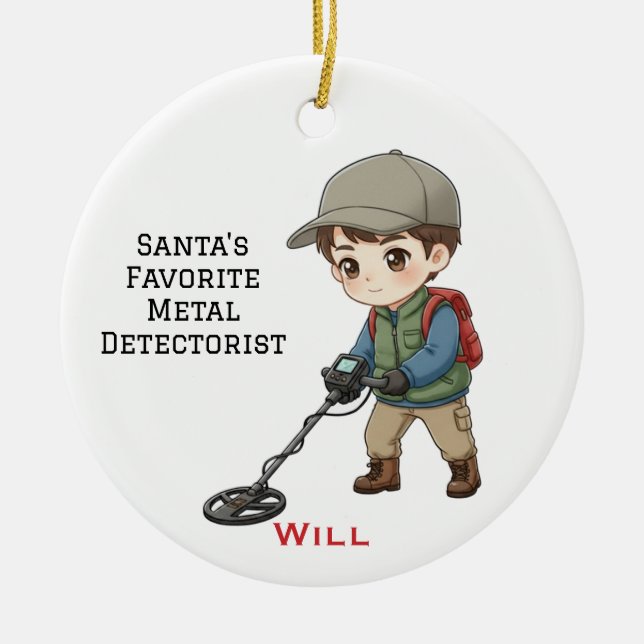 Adorno De Cerámica Personalized Man Doing Metal Detecting  (Frente)