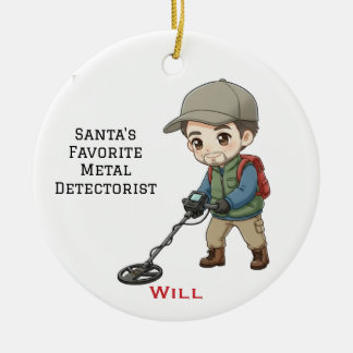 Adorno De Cerámica Personalized Man Doing Metal Detecting 