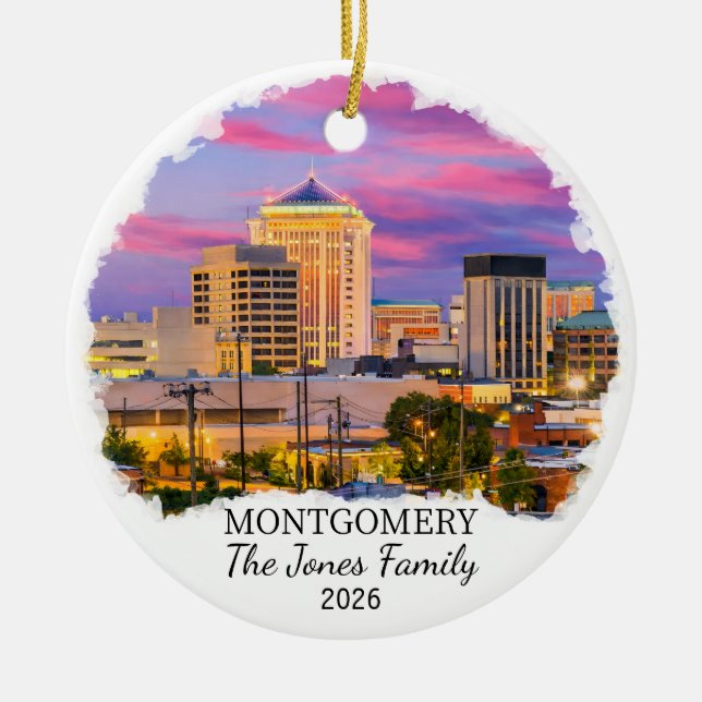 Adorno De Cerámica Personalized Montgomery Ornament, Custom Alabama (Frente)