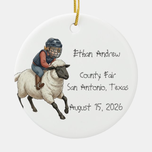 Adorno De Cerámica Personalized Mutton Bustin Boy  (Frente)