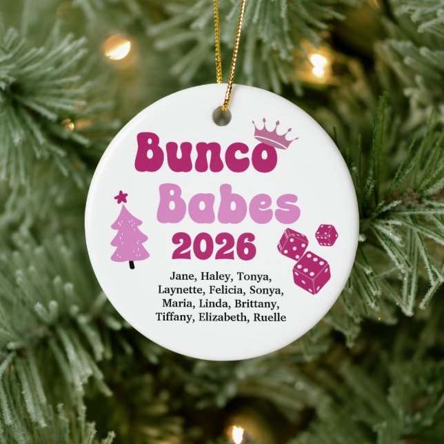 Adorno De Cerámica Personalized Name Bunco Babes Ornament (Árbol)