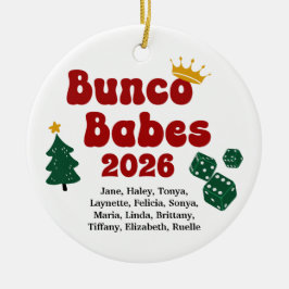 Adorno De Cerámica Personalized Name Bunco Babes Ornament