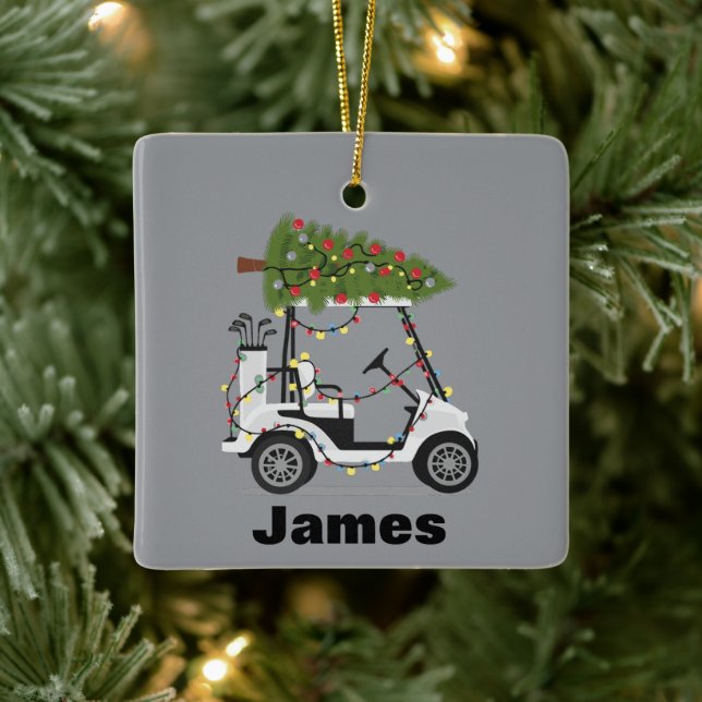 Adorno De Cerámica Personalized Name Golfer Christmas Golf Cart Xmas  (Árbol)