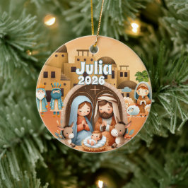Adorno De Cerámica Personalized Nativity Ornament