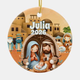 Adorno De Cerámica Personalized Nativity Ornament