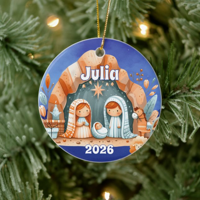Adorno De Cerámica Personalized Nativity Ornament (Árbol)
