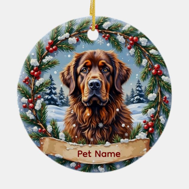 Adorno De Cerámica Personalized Newfoundland Christmas (Atrás)
