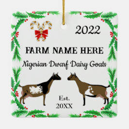 Adorno De Cerámica Personalized Nigerian Dwarf Dairy Goat Christmas