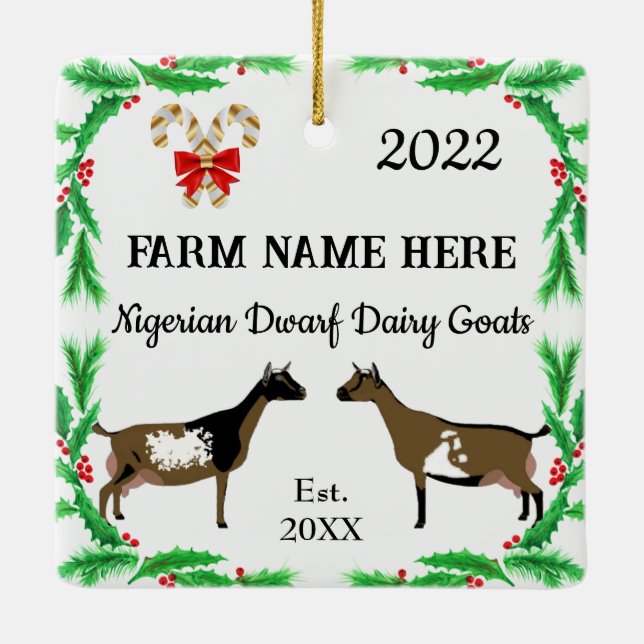 Adorno De Cerámica Personalized Nigerian Dwarf Dairy Goat Christmas  (Reverso)