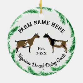 Adorno De Cerámica Personalized Nigerian Dwarf Dairy Goat Pine Wreath