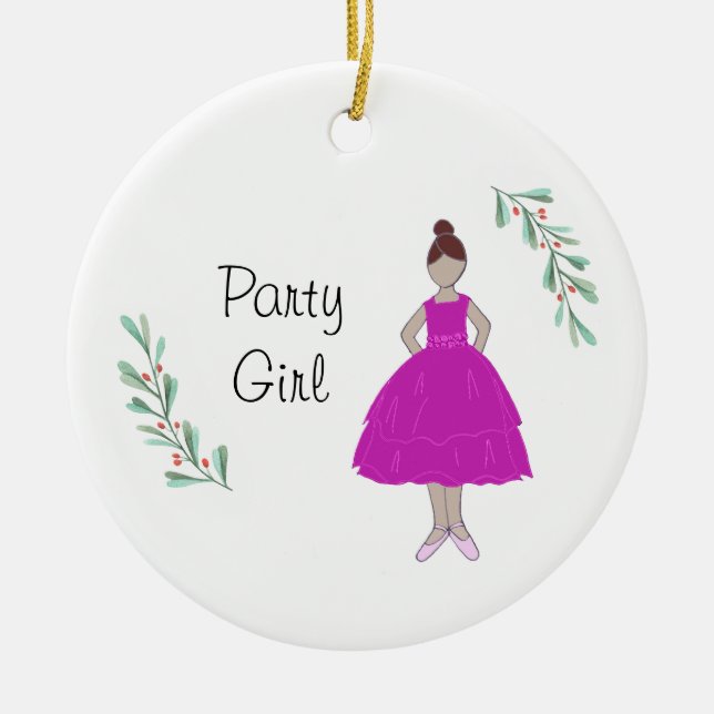 Adorno De Cerámica Personalized Nutcracker Party Girl  Keepsake (Frente)