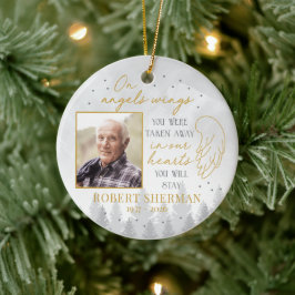 Adorno De Cerámica Personalized On Angels Wings Photo Ornament
