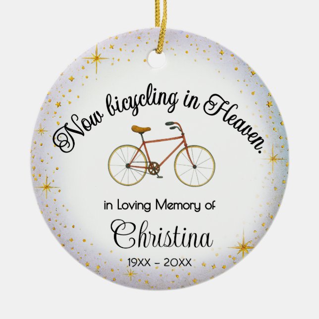 Adorno De Cerámica Personalized Ornament | Bicyclist "In Memory" (Frente)