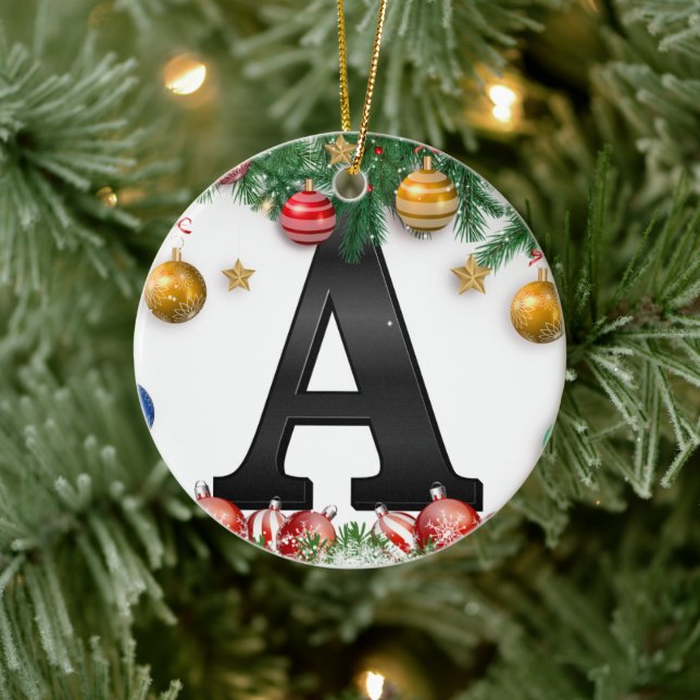 Adorno De Cerámica Personalized Ornament with Letter (Árbol)