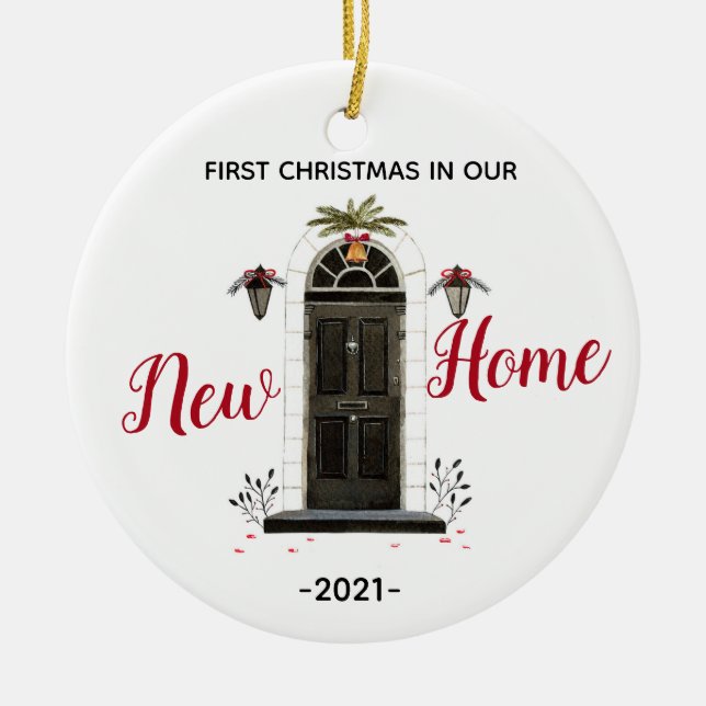 Adorno De Cerámica Personalized Our New Home Christmas ornament (Frente)