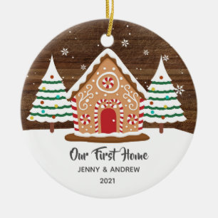 Adorno De Cerámica Personalized Our New Home Gingerbread Ornament