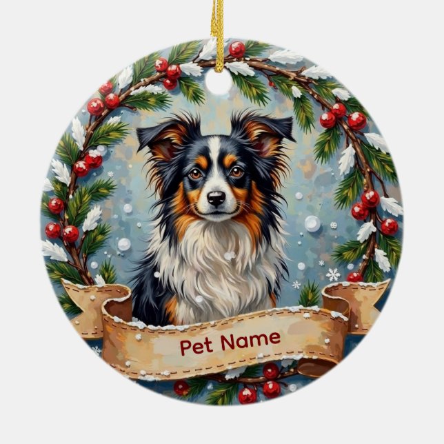 Adorno De Cerámica Personalized Papillon Christmas (Atrás)
