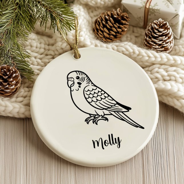 Adorno De Cerámica Personalized Parakeet Christmas (Subido por el creador)