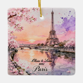 Adorno De Cerámica Personalized Paris Couple’s Keepsake