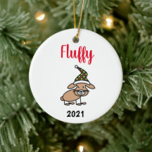 personalized pet bunny christmas ceramic ornament