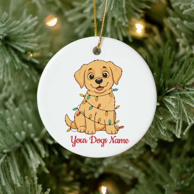 Adorno De Cerámica Personalized Pet Christmas Ornament Front & Back (Árbol)