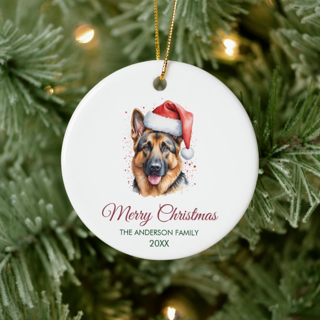 Adorno De Cerámica Personalized Pet German Shepherd Christmas  (Árbol)