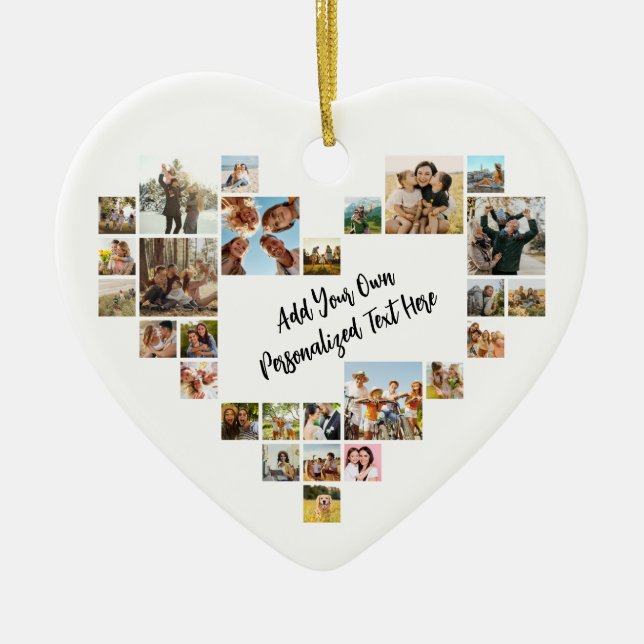 Adorno De Cerámica Personalized Photo Collage Heart Shaped Picture (Frente)