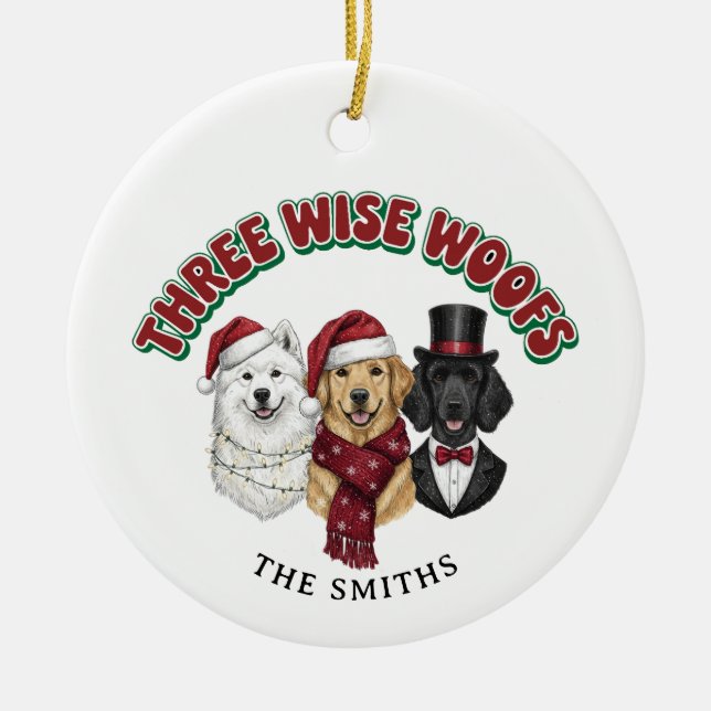 Adorno De Cerámica Personalized Photo Funny Dog Christmas Ornament (Frente)