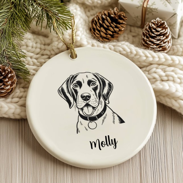 Adorno De Cerámica Personalized Pointer Dog Christmas (Subido por el creador)