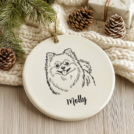 Adorno De Cerámica Personalized Pomeranian Dog Christmas