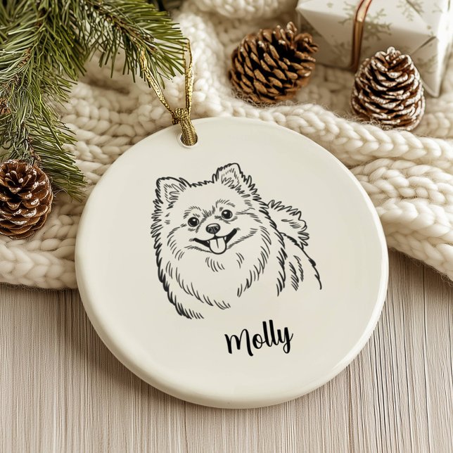 Adorno De Cerámica Personalized Pomeranian Dog Christmas (Subido por el creador)