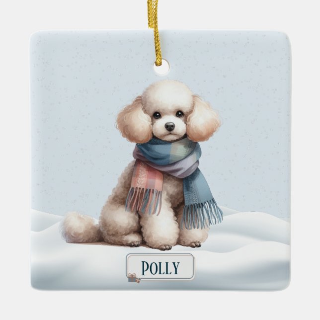 Adorno De Cerámica Personalized Poodle Christmas Ornament (Anverso)