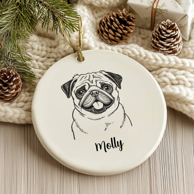 Adorno De Cerámica Personalized Pug Dog Christmas (Subido por el creador)