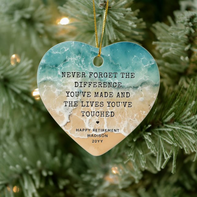 Adorno De Cerámica Personalized Retirement Modern Blue Ocean Beach (Árbol)