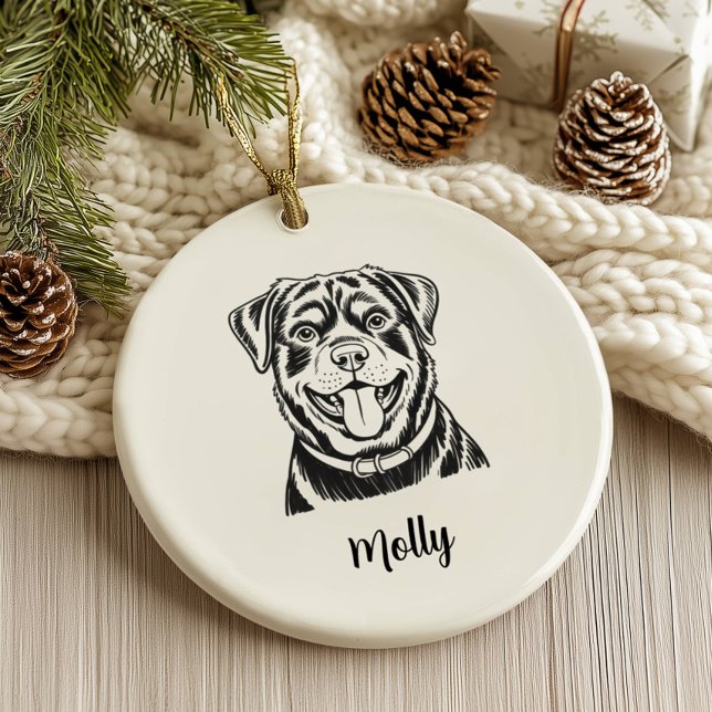 Adorno De Cerámica Personalized Rottweiler Dog Christmas (Subido por el creador)