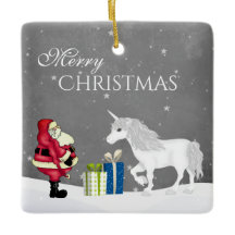 Personalized Santa and Unicorn Merry Christmas