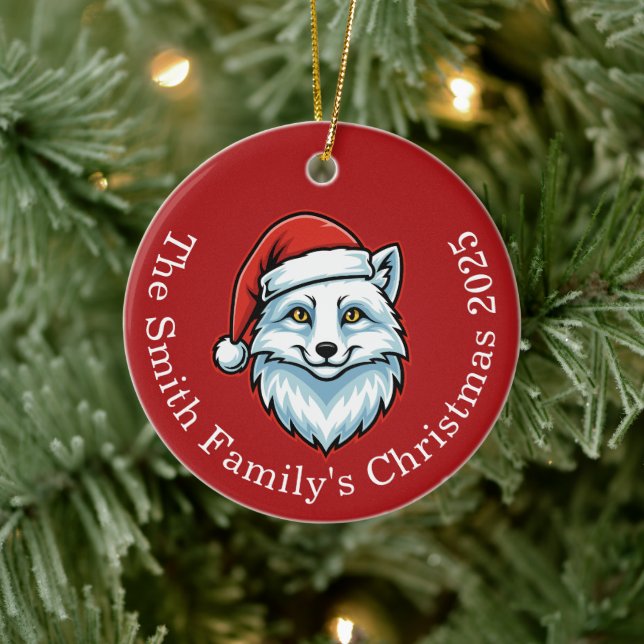 Adorno De Cerámica Personalized Santa Fox Ceramic Christmas Ornament  (Árbol)
