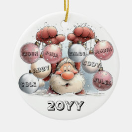 Adorno De Cerámica Personalized Santa in Snow Ceramic Ornament