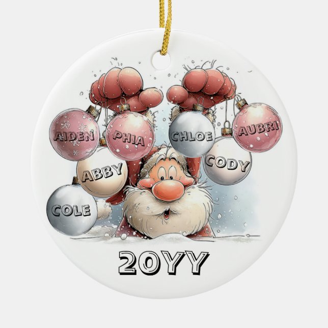 Adorno De Cerámica Personalized Santa in Snow Ceramic Ornament  (Frente)