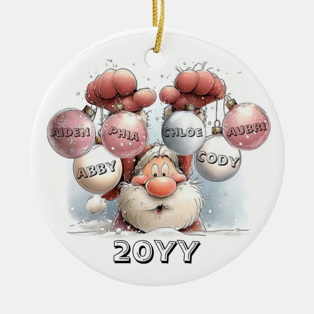 Adorno De Cerámica Personalized Santa in Snow Ceramic Ornament  (Frente)
