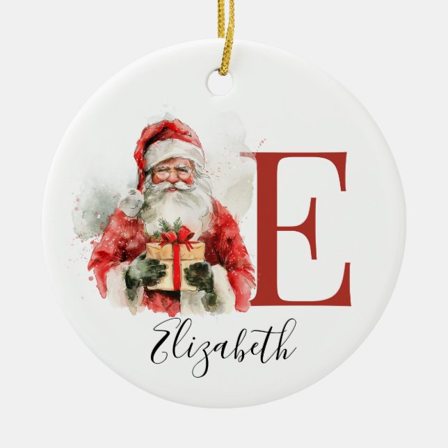 Adorno De Cerámica Personalized Santa Ornament – Custom Name Christma (Frente)