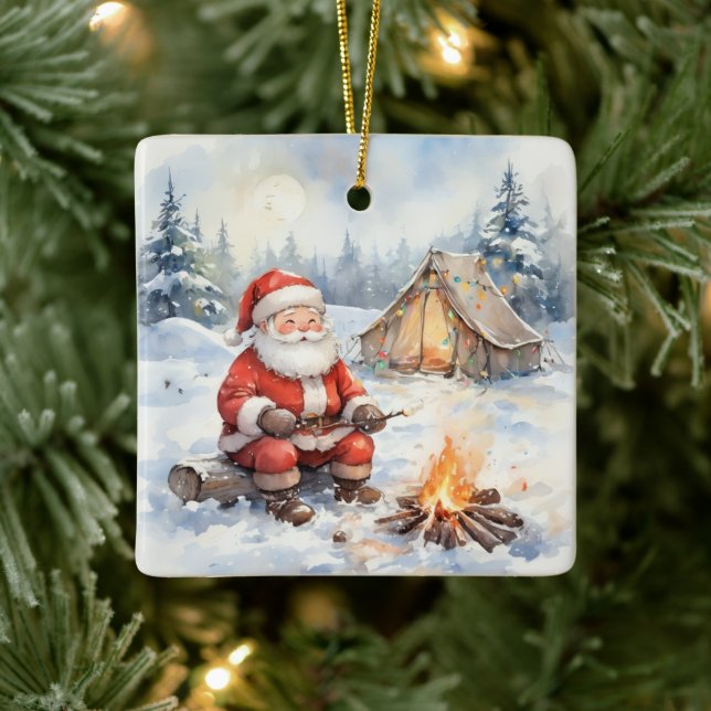 Adorno De Cerámica Personalized Santa Winter Camping Christmas (Árbol)