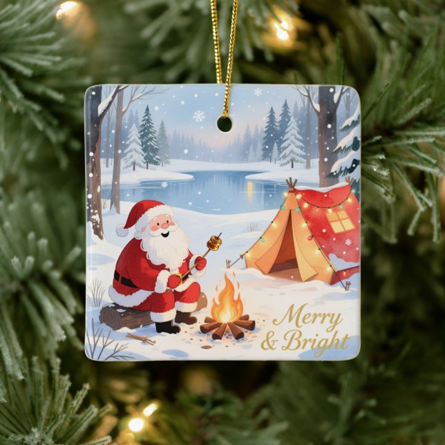 Adorno De Cerámica Personalized Santa Winter Camping Christmas (Árbol)