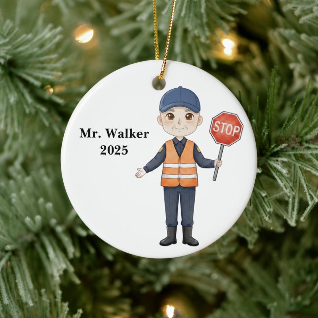 Adorno De Cerámica Personalized School Crossing Guard (Árbol)