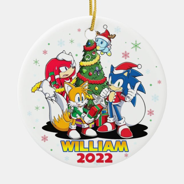 Adorno De Cerámica Personalized Sonic Ornament, Christmas 2022 (Frente)