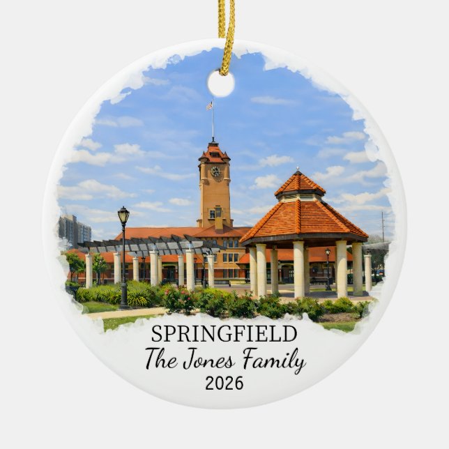 Adorno De Cerámica Personalized Springfield Ornament, Custom Illinois (Frente)