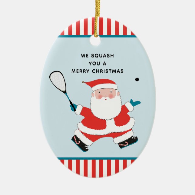 Adorno De Cerámica Personalized Squash Player Holiday Gift (Frente)
