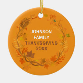 Adorno De Cerámica Personalized Thanksgiving Family Autumn Wreath
