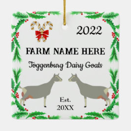 Adorno De Cerámica Personalized Toggenburg Dairy Goat Farm Christmas